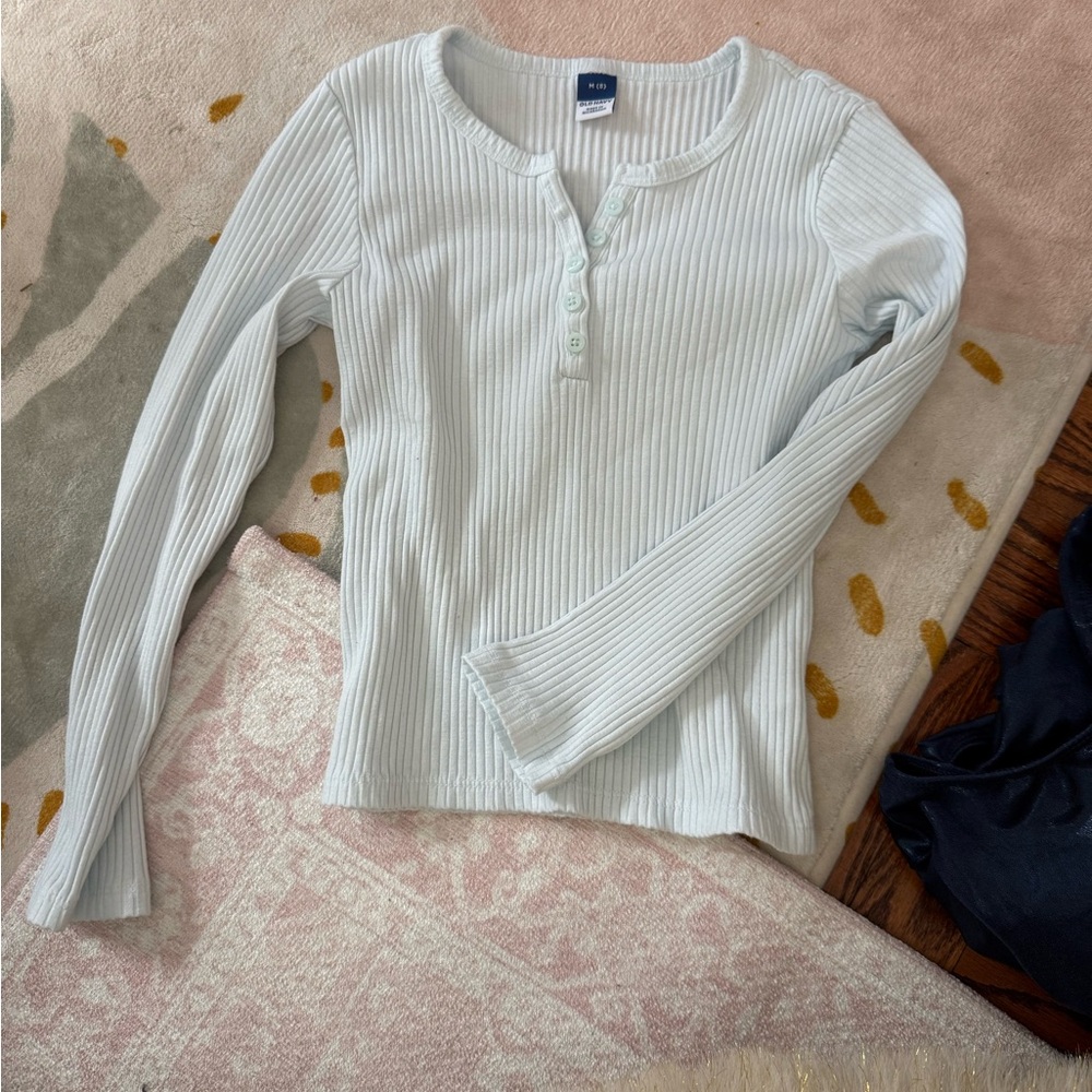 Old Navy Sky Blue Buttoned Ribbed Top